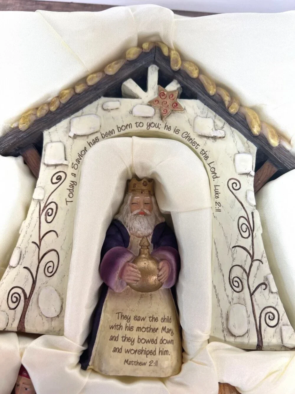 Holiday Time Nativity Inspirational Set With Figures & Bible Verses - 7 Pieces
